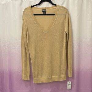 Rafaella Women's Gold V-Neck Sweater NWT